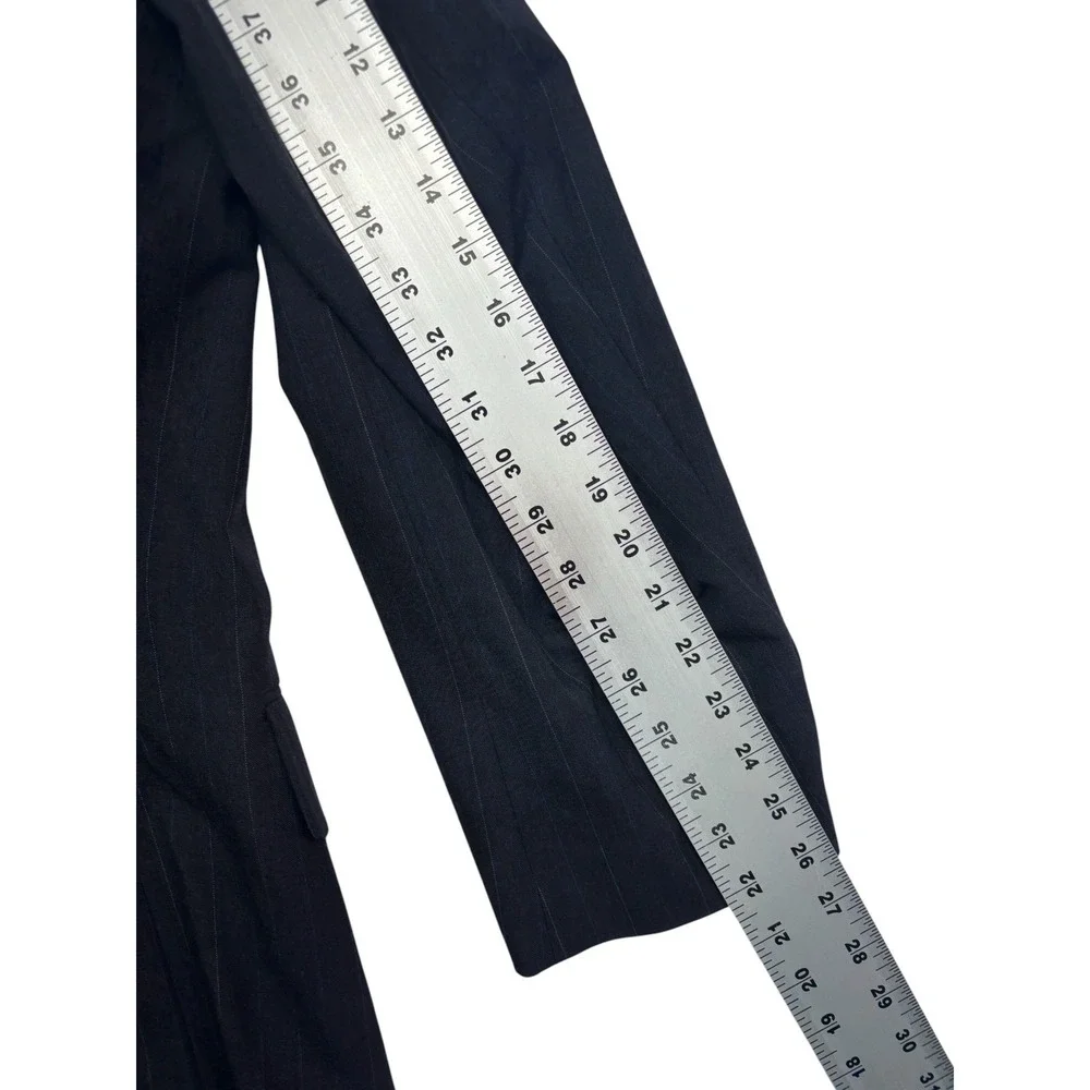 vtg 90s Tom James 46L 37x33 Charcoal Pinstripe 2pc Pant Suit Wool USA Pleated
